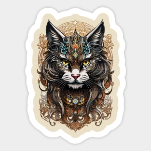 Devious Black Cat Tribal fusion art design Sticker